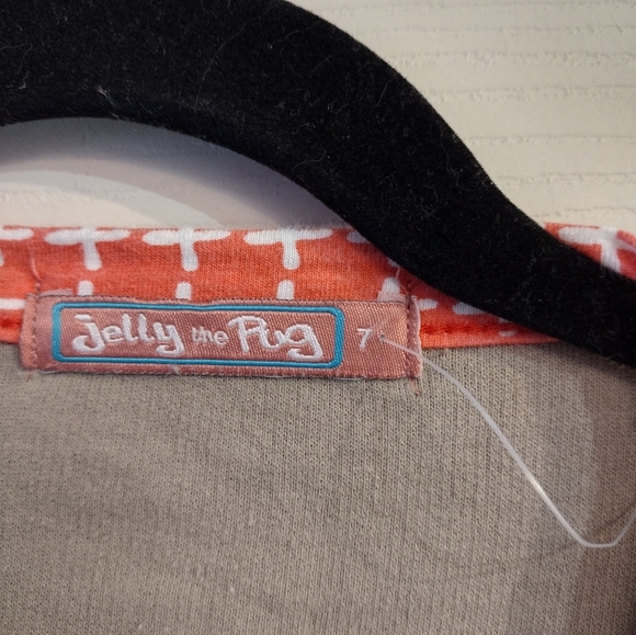 Jelly the Pug girls cardigan sweater w/ bows size 7 brown orange. - Picture 3 of 10
